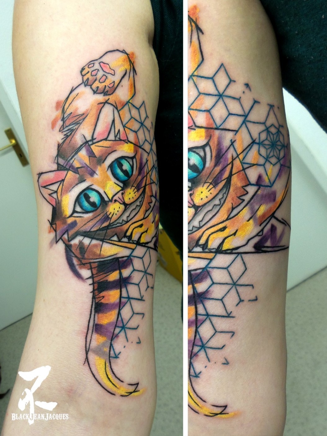Tatouage Alice Au Pays Des Merveilles Tattoo uploaded by Zelda BJJ • Un chat d'Alice au Pays des Merveilles fait  pendant mon guest à Strasbourg 😸 merci à ma courageuse cliente ! #cat  #catloversclub #cheshirecat #cheshirecattattoo #aliceinwonderland  #lewiscarroll #