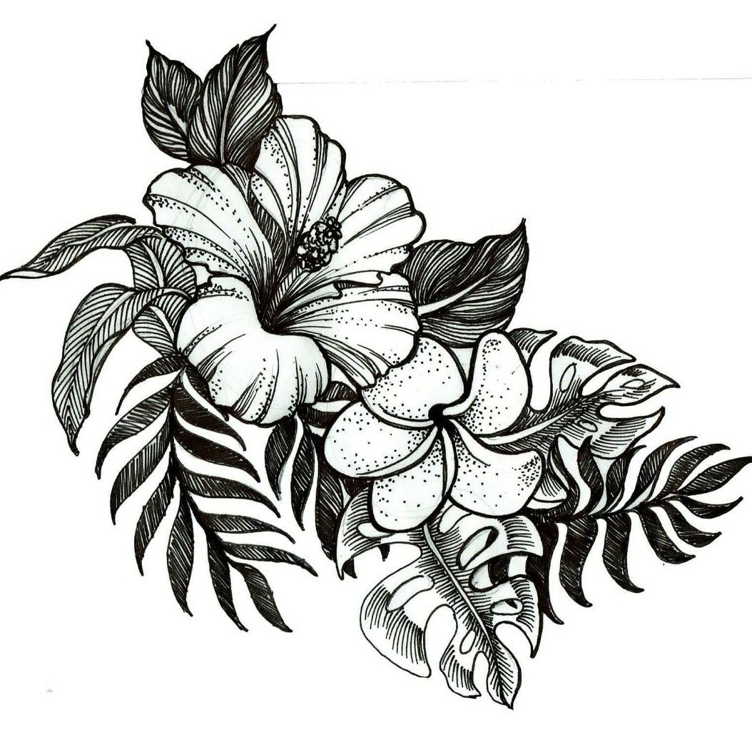Lily Rose and Hibiscus Floral Tattoo Design Poster for Sale by Tyler Rosso   Redbubble