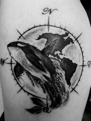 #orca #blackwork #compass #map #chains #breakingfree #shading 