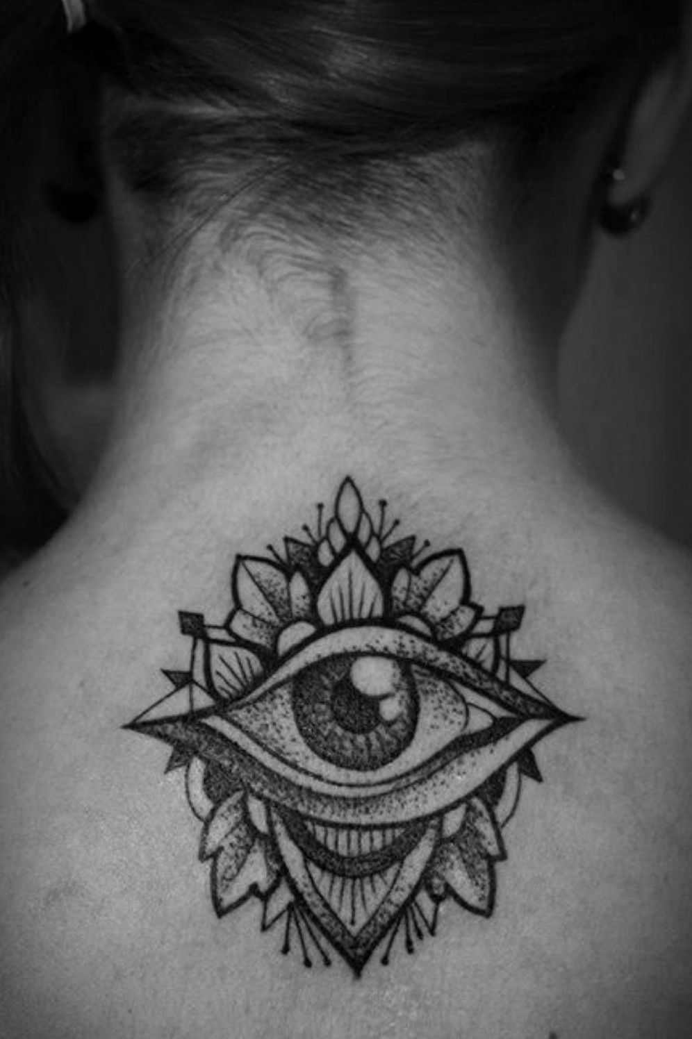 Amazing Grey Ink Illuminati Eye Tattoo On Chest For Men