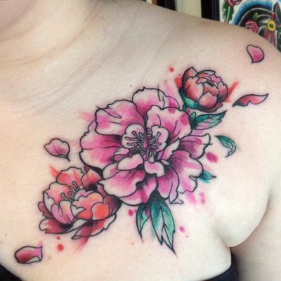 Peonies! Done last week @lucky13tattoostoronto Thank you to my client Jenny who behaved like a warrior during the session 💪😄🏵 A big THANK YOU to Lucky13tattoos' team for the guest week in a friendly atmosphere #peonies #peony #peoniesaremyfavorite #peoniestattoo #pinkpeonies #flowerstattoo #colortattoo #botanicaltattoo #femininetattoo #colortattoo #colortattoos #colorfullife #weloveflowers #tattoos #tattooart #tattooartist #customdesign #tatouage #womantattoo #femaletattooartist #girlwithtattoos #zeldabjj #zeldablackjeanjacques #graphictattoo #chesttattoo