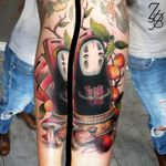 Merci à ma vaillante cliente (pli du coude oblige) pour ce projet Ghibli original que j'ai adoré dessiner et tatouer.🤣😝👻 #kaonashi #sansvisage #chihiro #sentochihiro #顔ナシ #noface #spiritedaway #otaku #otakuworld #colortattoo #ghibli #ghiblistudio #ghiblitattoo #ghiblifilms #ghiblifan #zeldabjj #zeldablackjeanjacques #tattoodrawings #tattooartist #tattooart #tattoolover #graphictattoo #watercolortattoo #guestartist #tattoosnob #tattoolife #tattooartmag #tattoosketch #tattooink #inkedup