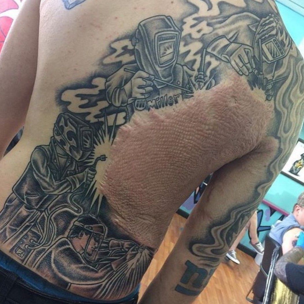Billedresultat for welding tattoo  Skull tattoo Hand tattoos for guys  Tattoos