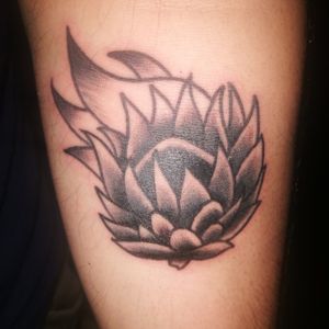 Beautiful Burnig Protea tattoo on my forearm. Symbolic of being a Volunteer Wildfire Firefighter in Cape Town, South Africa