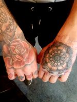 #rose #roses #inked #hand #handtattoo #mandela #cross #rosarybeads #mandalatattoo #hands #tattoo #england 
