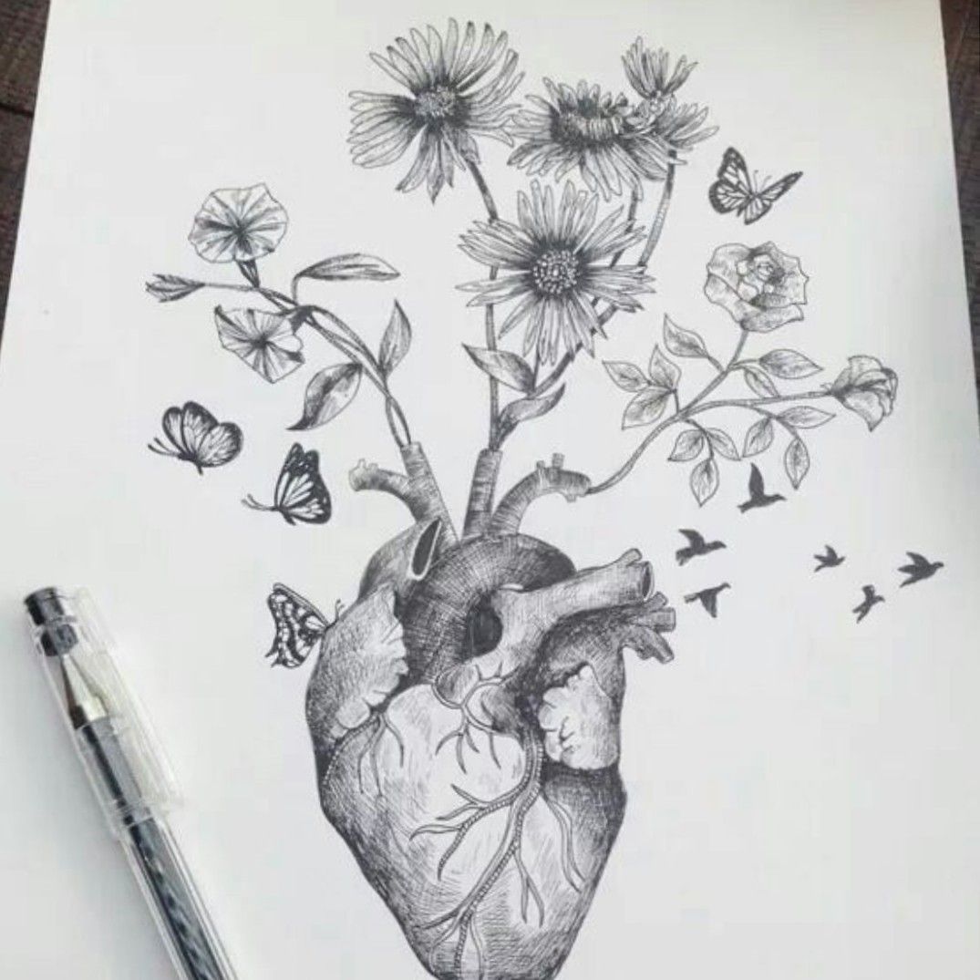 corazon dibujo a lapiz