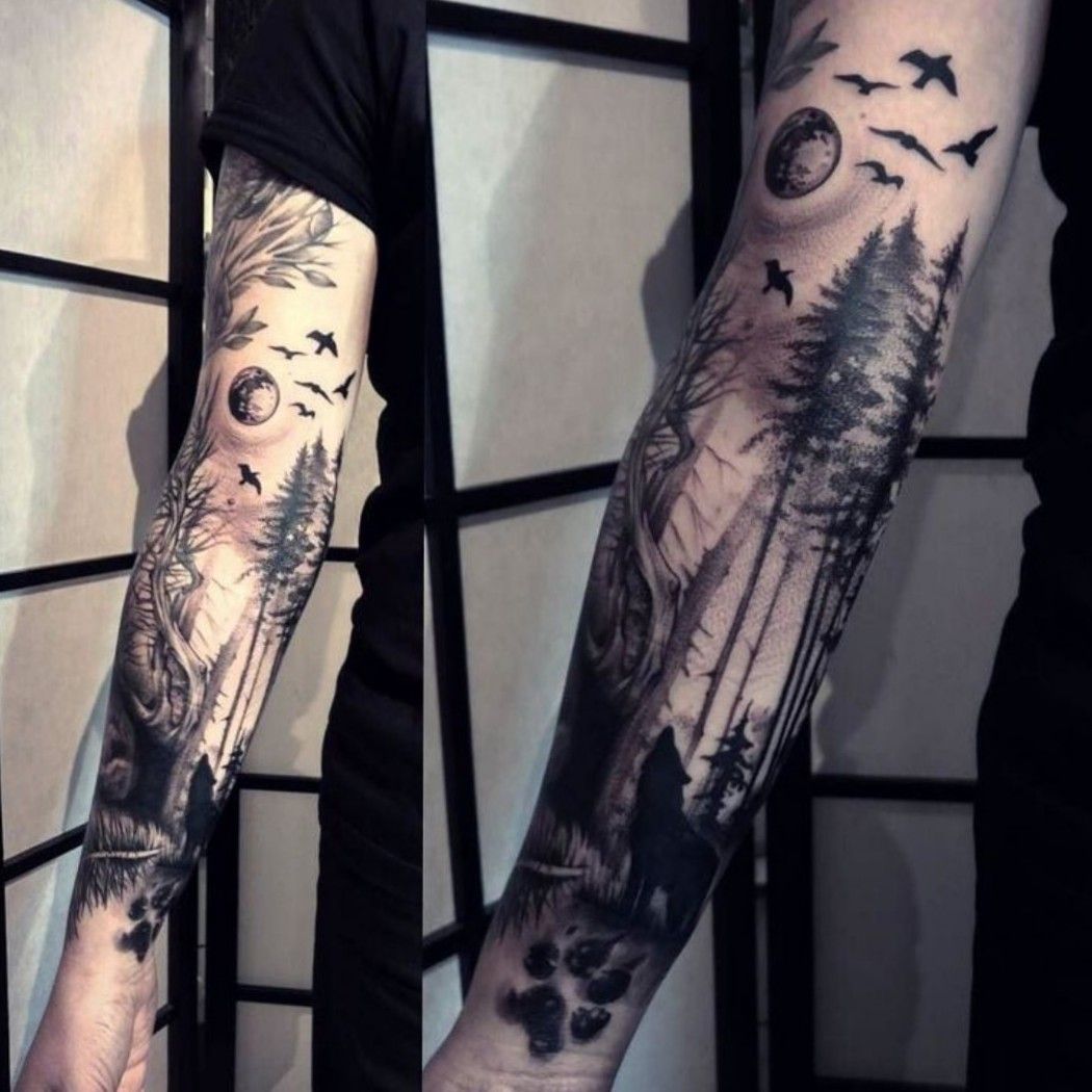 Top 63 Best Forest Sleeve Tattoo Ideas  2021 Inspiration Guide  Sleeve  tattoos Tree silhouette tattoo Tattoos