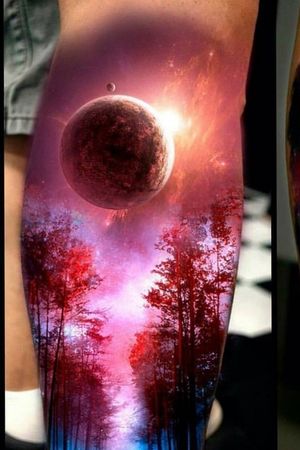 #space #galaxy #moon #forest #foresttattoo #colour #color #realismtattoo #realism #trees 