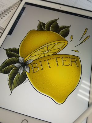 Lemon Bitter Tattoo Drawing by @martyjaneiscool  #lemon #bitter #traditional #neotradtitional