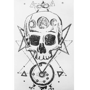 Spooky pagan skull.#pagan #moon #skull #lineart #sketch #tattoosketch #spooky #occult