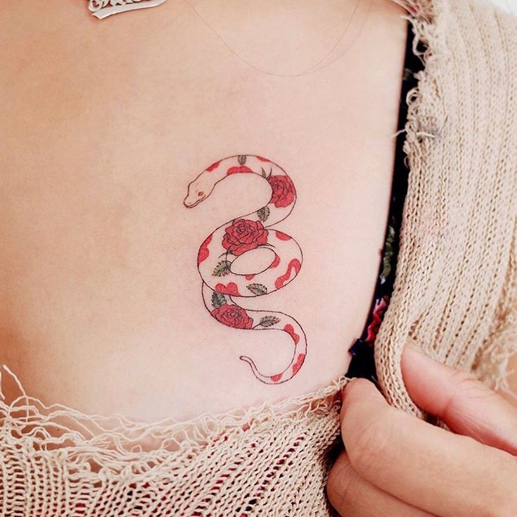 Red and black snake tattoo done in one session by me valentinotattoos  based in Bolzano Italy  rtattoo