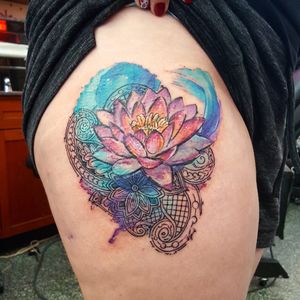 #Lotus #lotusflower #watercolor #lace #geometric #paint #AmyZager #TattooFactory #Chicago