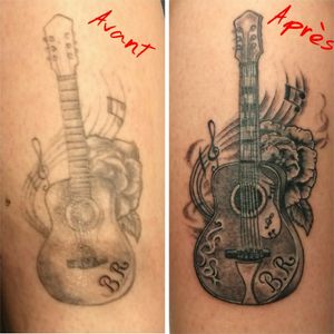 cover realized during a convention #CoverUpTattoos #coverup #guitarra #guitar 