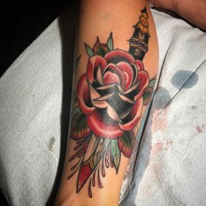 Traditional rose and dagger done by Greggo....#rose #rosetattoo #dagger #daggertattoo #InkedGirls #GirlsWithInk #GirlsWithTattoos #TattooedGirls #ColorTattoos #Tattoo #Tattooed #TattooArt #Inked #InkAddict #InkStagram #TattooMagazine #InkedUp #UplandTattoos #InlandEmpire #InlandEmpireTattoos #Upland #UplandTattooShop #UplandCA #CustomTattoo #BlackRoseSocialClub #DowntownUpland #Socal #SouthernCalifornia #Ontario #RanchoCucamonga #Claremont #Montclair