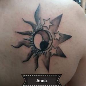 A triple matching tattoo for me, and my 2 bestfriend. I ran out of time and had to leave before my stars were filled in. I'm going to go back and have them filled in. 