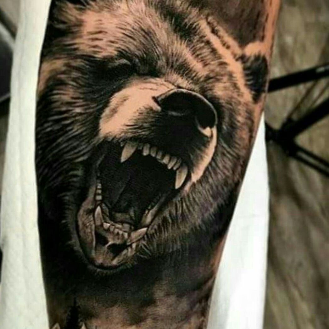 Realistic Chest Bear Tattoo by Oleg Turyanskiy
