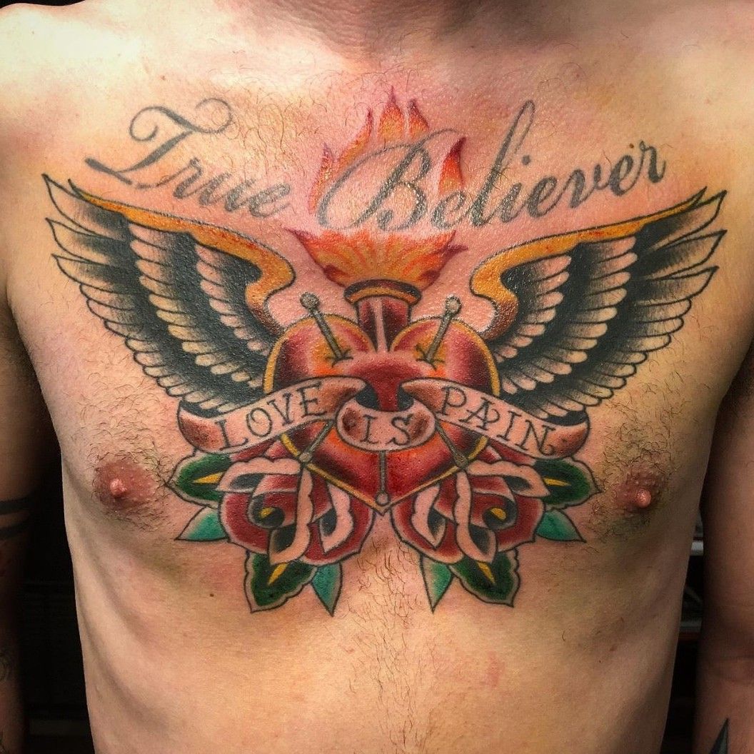 Color Traditional Eagle Chestpiece by Dimas Reyes TattooNOW