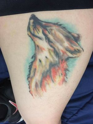 My 13th tattoo on my upper left thigh #fox #foxtattoos #lucky13 #colorful #realistic  