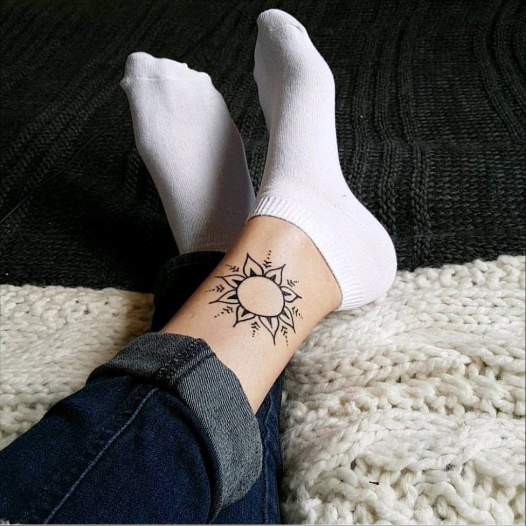 Sun and moon tattoos in Henna Style for couples