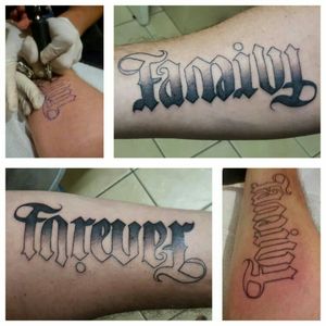 Family - Forever Ambigram TattooTattoo Artist: WesleyTattoo Studio: Night Owl Tattoo (South Africa)