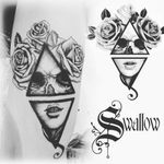 Swallow tattoo artist artwork #skulltattoo #roses 