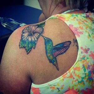 Hummingbird tattoo done by Mike