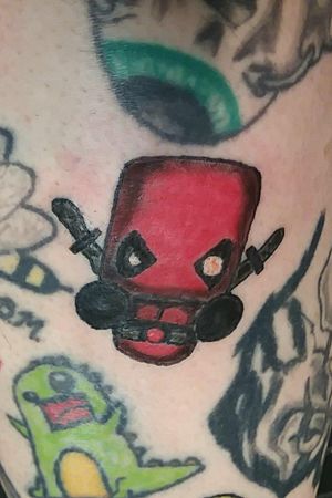 First tattoo#Deadpool #deadpooltattoo #marvel #MarvelTattoo #color #colortattoo #firsttattoo #bronctattoomachine #tattoo #tattooartist #tattooapprentice #tattooshop #tattoolife 