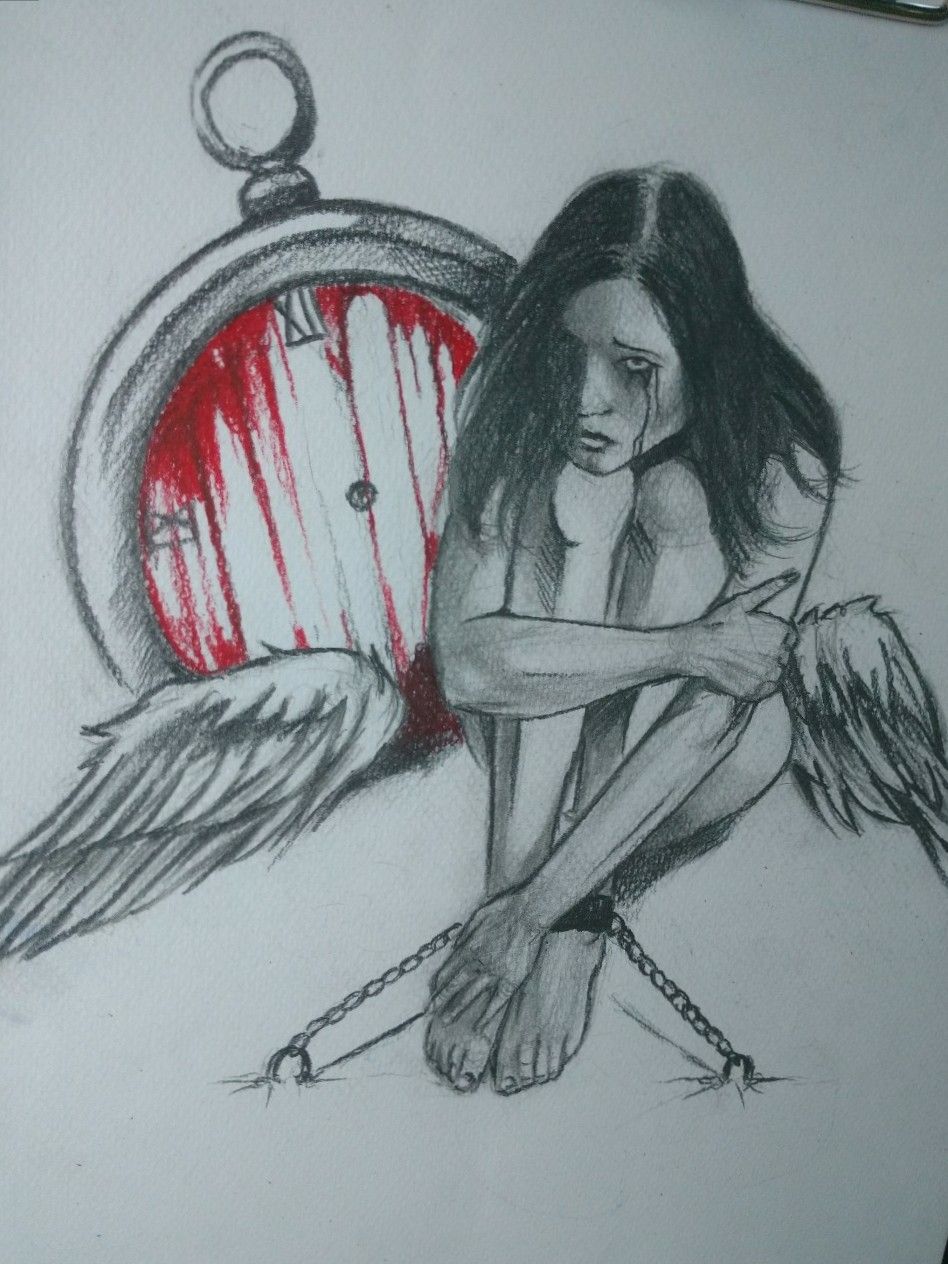 fallen angel sketches in pencil