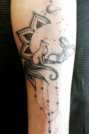 My latest tattoo. For my son and me. Love forever and more.#petitprince #littleprince #renard #foxtattoo #mandala #mandalatattoo 