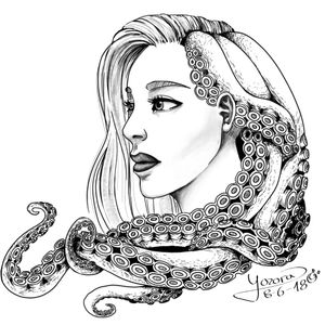 Today I drew this ! Hopefully someone uses it as a tattoo template I would be so honoured! #Tentacle #Girl #Tentaclegirl #tentacles #beautiful #women #woman #portraittattoos #portrait #pretty #blackandgreytattoo #Black 