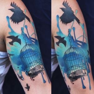 #IvanaBelakova #graphic #bird #birdcage #free tattoo