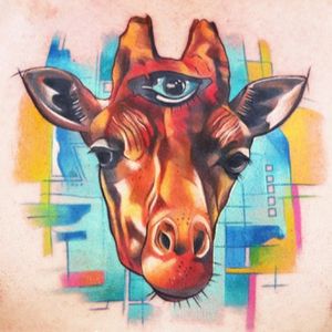 #IvanaBelakova #graphic #giraffe #thirdeye tattoo