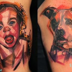 #IvanaBelakova #graphic #child #dog tattoos