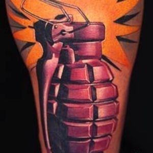 #IvanaBelakova #graphic #grenade #paperclip tattoo