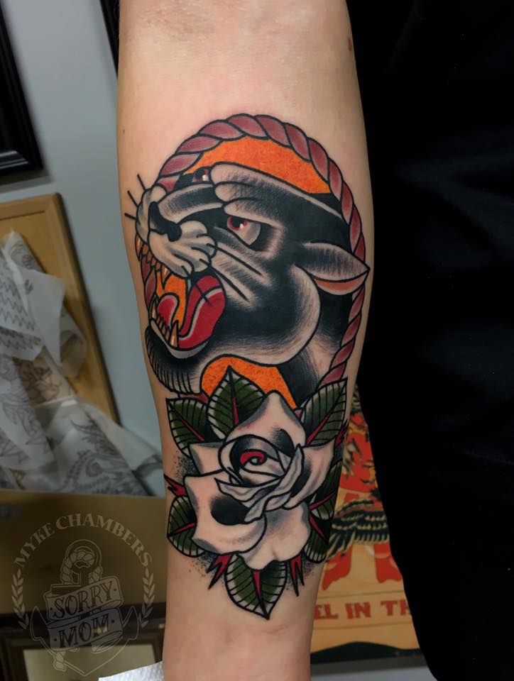 Louis Vuitton Panther Head tattoo by @ozzyink at House of Ink in