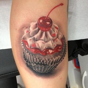 #realistic #cupcake #cherry #color #blackandgrey