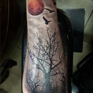 Dark tattoo by Mariano Gonzales #trees #treestattoo #brooklyn #ny #sunsetpark #sketch #draw #paint #art