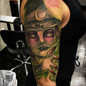 8 hours later.. By Sal Pipitone #contemporarytattoo #statenisland #witch #halloween #salpipitone