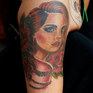 Tattoo by tatupaul.com, Lana Del Rey tattoo in progress #lanadelrey #tatupaul