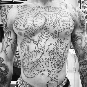 Insane tattoo by civ_gb #lotusstudio #dragon #eagle 