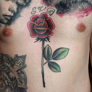 Traditional style color rose by Artist Chris Mahoney. #colorrose #rose #traditional #chrismahoney