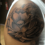Black and grey lotus by Mariano Gonzales #art #flower #lotus #blackandgreytattoo #blackandgrey #lotustattoo #brooklyn #girlswhittattoos #ny #tattooartist #MarianoGonzales