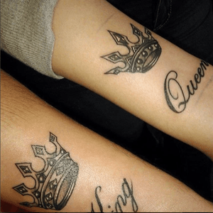 King and queen tattoos #couple #king #queen #crown #blackandgrey