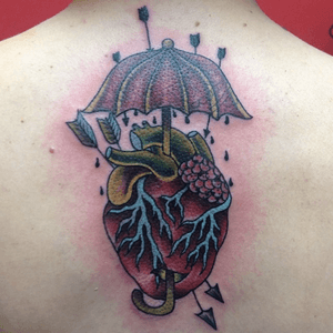 #tbt heart/umbrella tattoo by Tara #tattoo #heart #heartattoo #umbrella #arrow #bodydesigns #longisland #tattootara