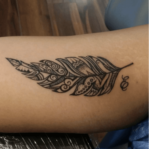 Simple Peacock Feather Tattoo Design