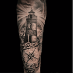 Tattoo done by Andres Hurtado #longisland #nesconset #tattooshop #custom #andreshurtado #thecitytattoo #lighthouse #blackandgrey