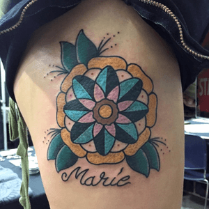 Flower mandala tattoo #mandala #floral #flower #marie #lettering #name 
