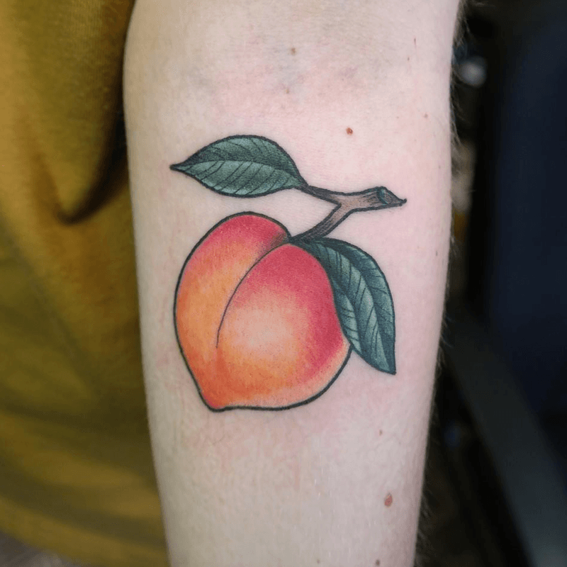 Tattoo uploaded by Black Door Tattoo • Simple traditional peach tattoo