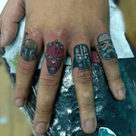 Finger tattoos by bad_cappin #deathstartattoos #starwars #jabbathehutt #bobbafett #stormtrooper #yoda #hansolo #darthvader #tiefighter #truegrips #cheyennehawk #cheyennetattooequipment #color #portrait #neotraditional #fusionink #sunnysidetattoo