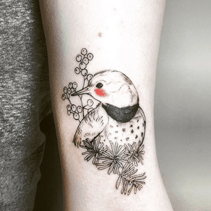 Little woodpecker by lillesnegl. Email ligia@gristletattoo.com to schedule. Travel dates: Philly convention Feb 10-12. #bird #woodpecker #botanical #flowers #onlyblackart #etching #etchedtattoo #btattooing #blackwork #darkartists #blackworkerssubmission #tttism #vegan #vegantattoo #veganny #veganink #williamsburg #bushwick #nytattoo #brooklyntattooshop #gristletattoo #ligiatattoo